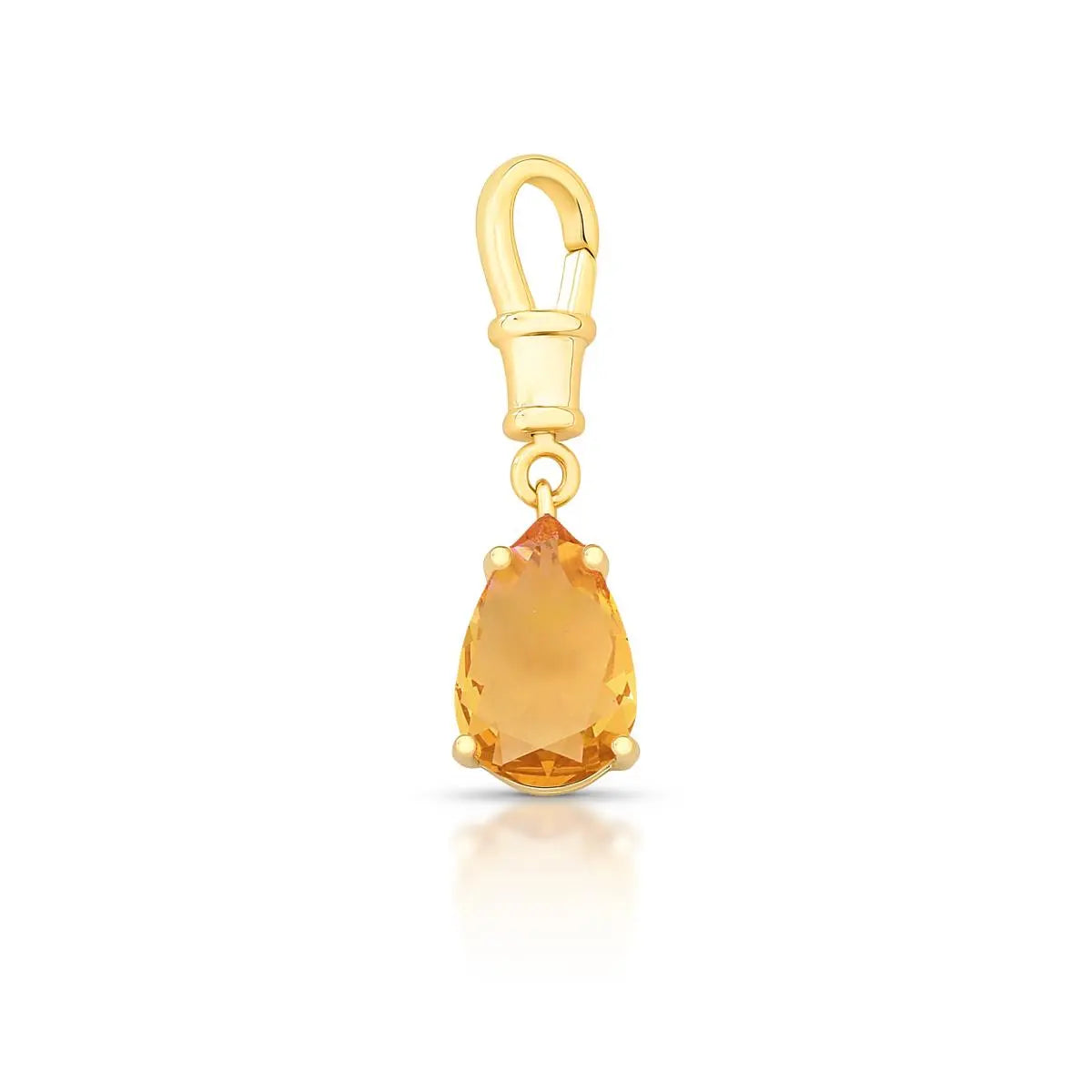 PINGENTE COM FECHO E CRISTAL GOTA AMBAR