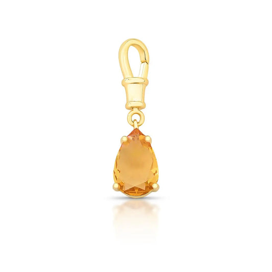 PINGENTE COM FECHO E CRISTAL GOTA AMBAR