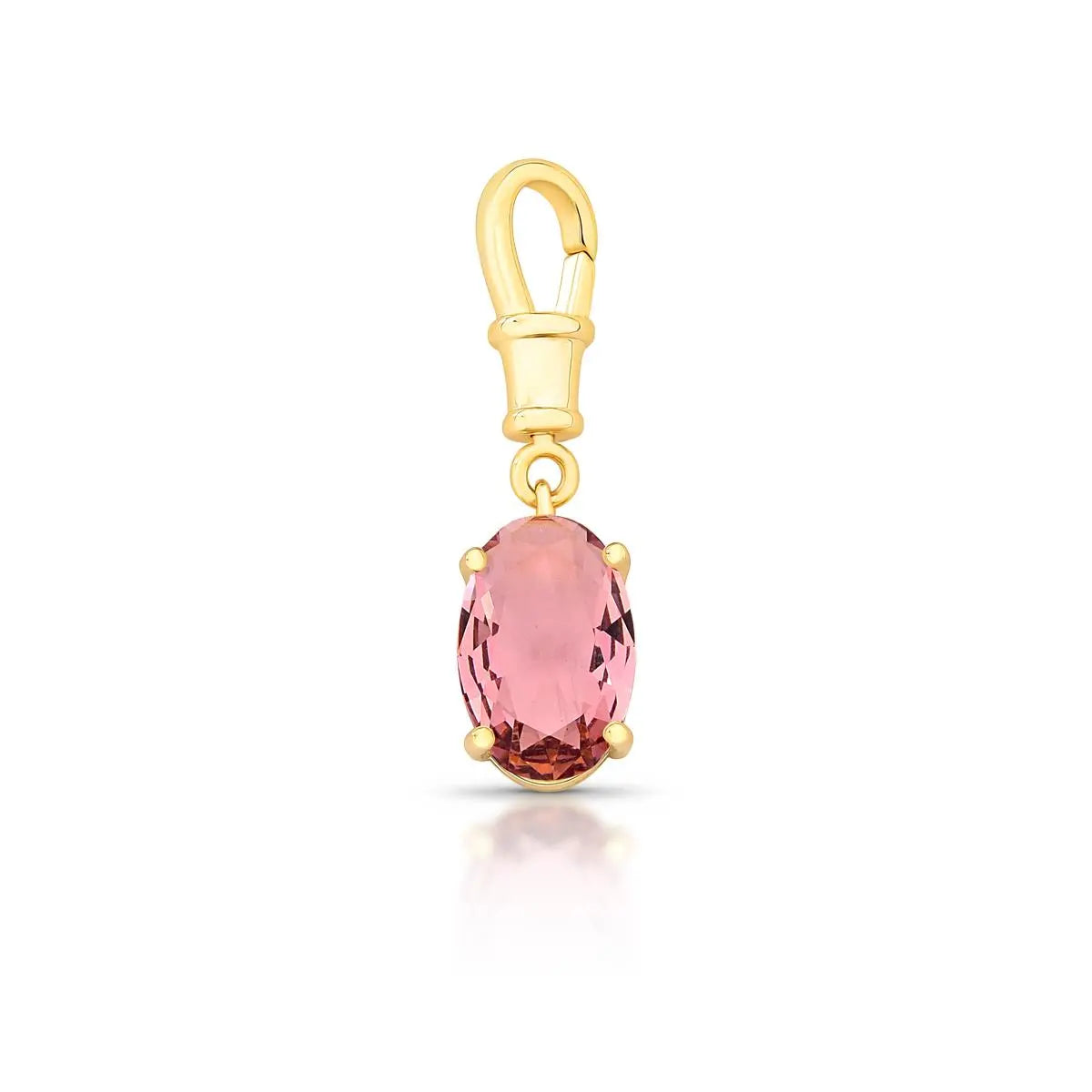 PINGENTE COM FECHO E CRISTAL OVAL ROSA