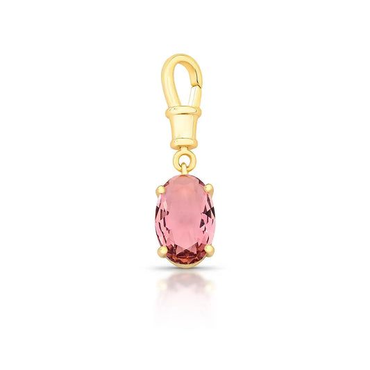 PINGENTE COM FECHO E CRISTAL OVAL ROSA
