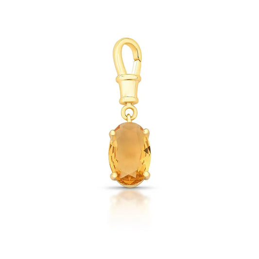 PINGENTE COM FECHO E CRISTAL OVAL AMBAR