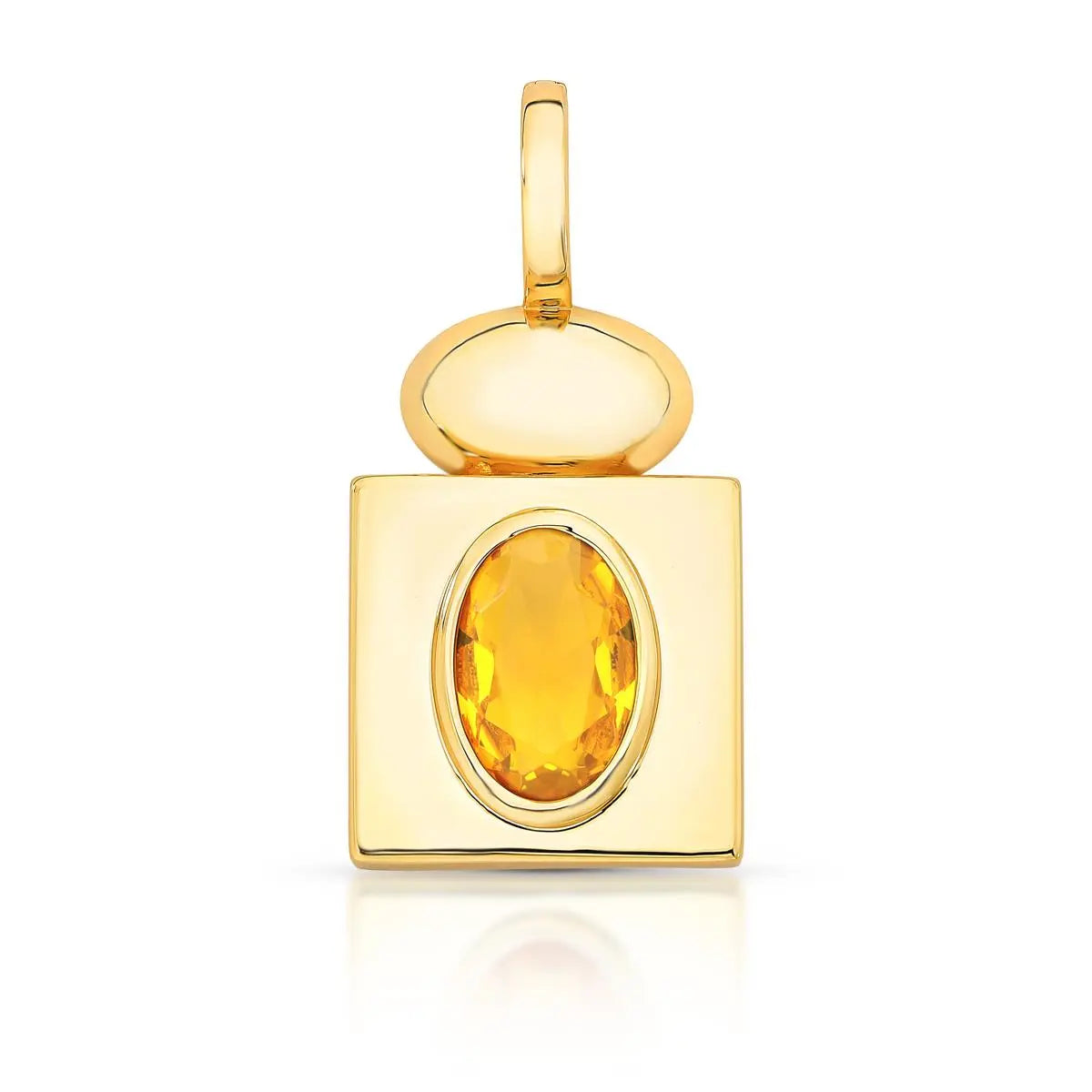 PINGENTE COM FECHO ABAULADO E QUADRADO COM CRISTAL OVAL