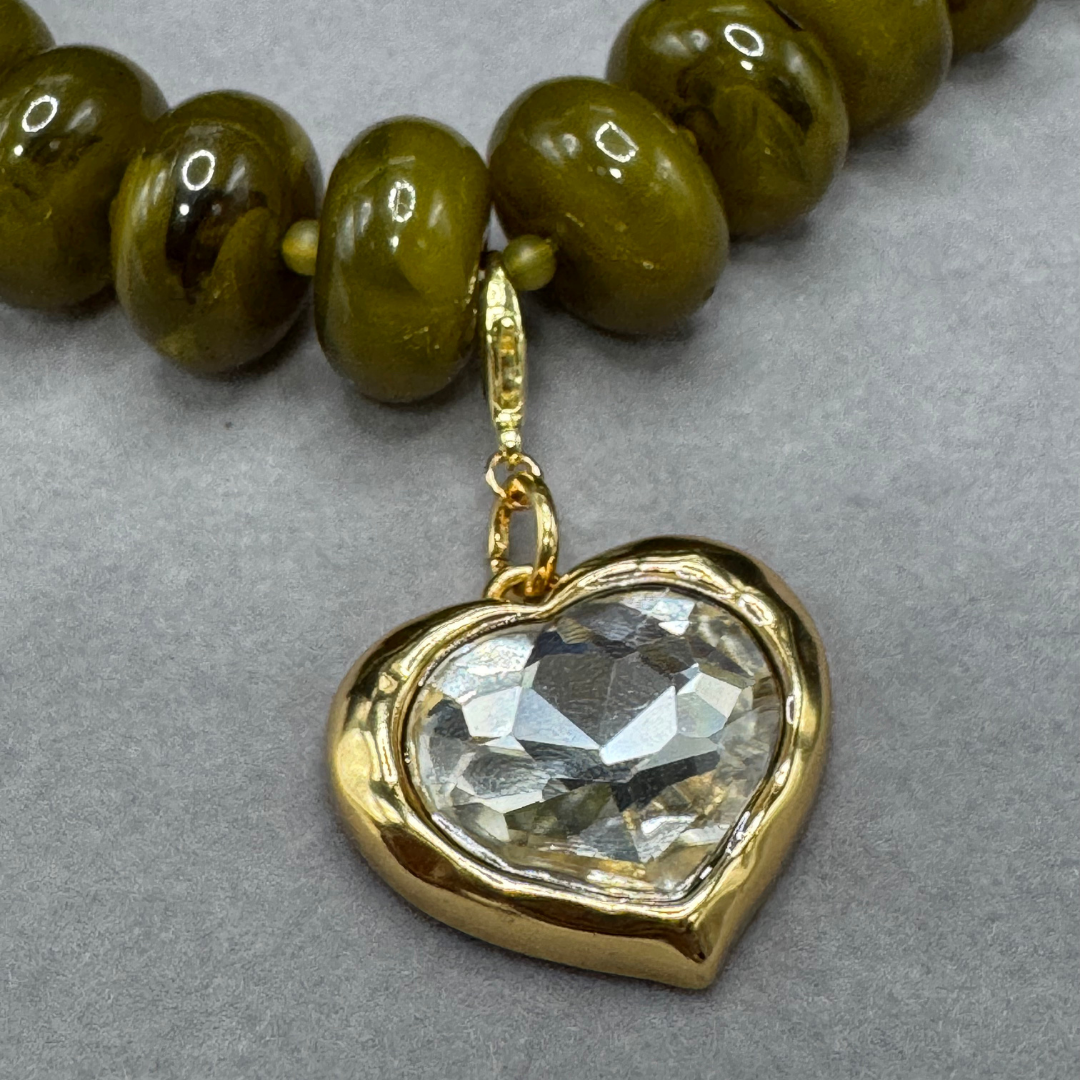 Colar quartzo verde com pingente cristal (pingente removível)