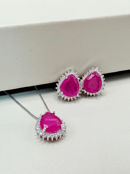 Conjunto Rosa Gota Cravejado