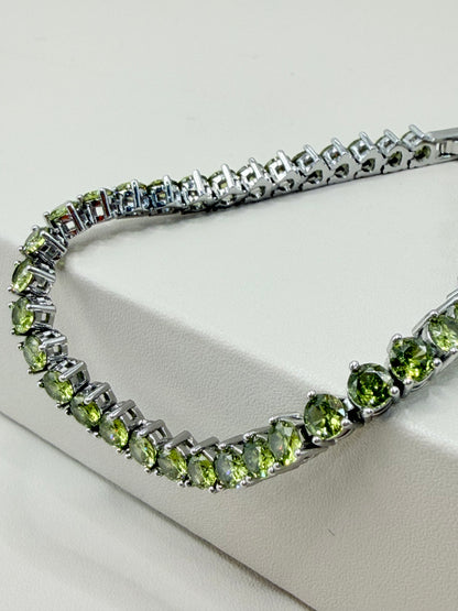 Pulseira Riviera Peridoto Oliva - 5mm - 3 pontas (com extensor)
