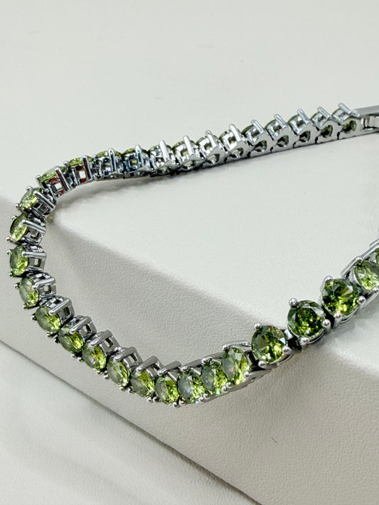 Pulseira Riviera Peridoto Oliva - 5mm - 3 pontas (com extensor)