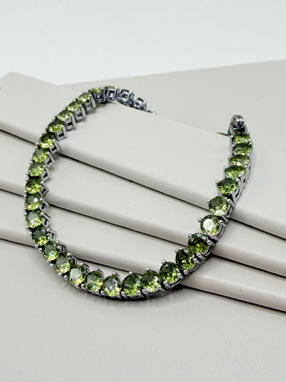 Pulseira Riviera Peridoto Oliva - 5mm - 3 pontas (com extensor)