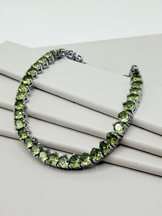 Pulseira Riviera Peridoto Oliva - 5mm - 3 pontas (com extensor)