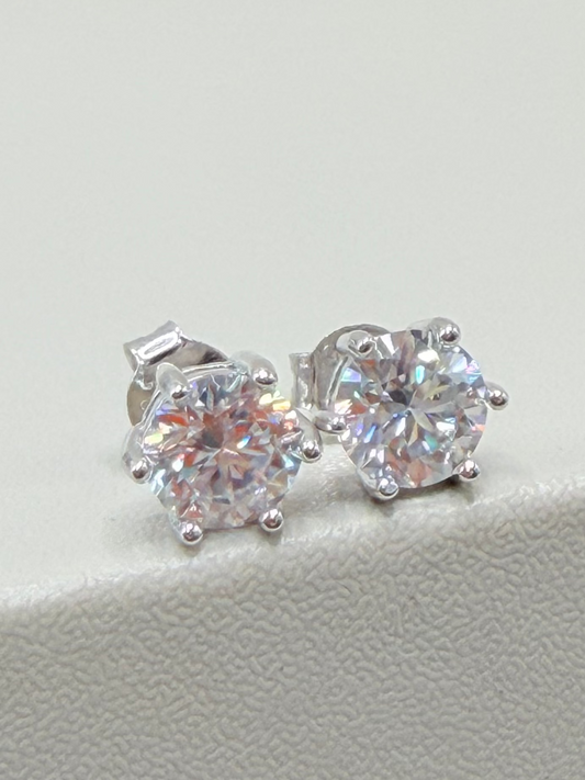 Brinco Moissanite Ponto de Luz Redondo 6 mm