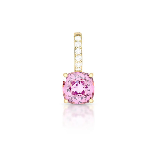 PINGENTE COM ZIRCÔNIA QUADRADA E FECHO ROSA