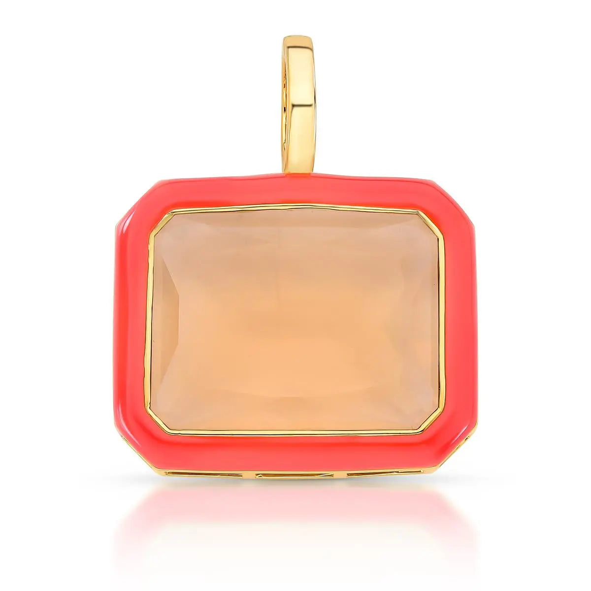 PINGENTE COM FECHO ESMALTADO E CRISTAL RETANGULAR
